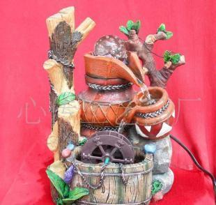 供應(yīng)廠家低價(jià)提供樹脂流水水車噴泉（帶水泵和玻璃球）- 工藝扇風(fēng)格禮品