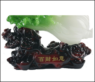 中號百財(cái)如意 樹脂仿玉白菜擺件，家居與商務(wù)禮品的雅致之選